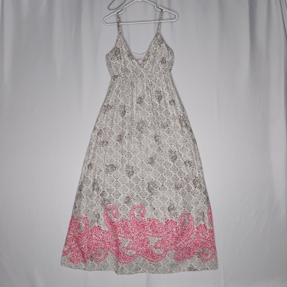 Merona Maxi Sundress Medium Sleeveless Empire V-Neck Paisley Lined Vtg 00s